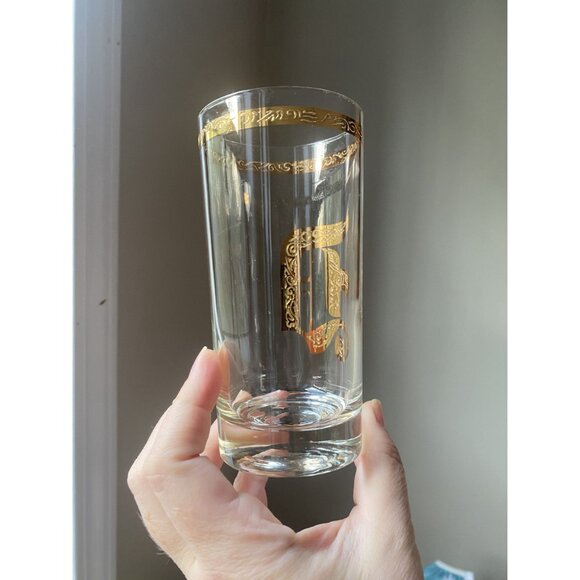 MCM Gold Gilt Monogrammed "D" Highball Glasses Set Of 8 - Picture 6 of 7